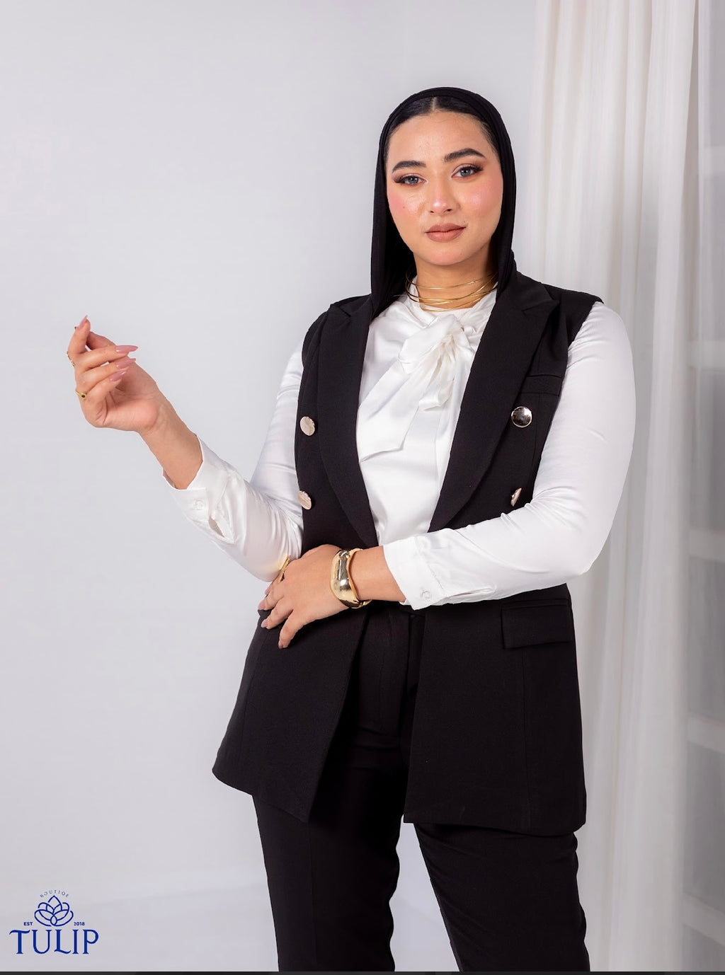 Gold Sleeveless Blazer