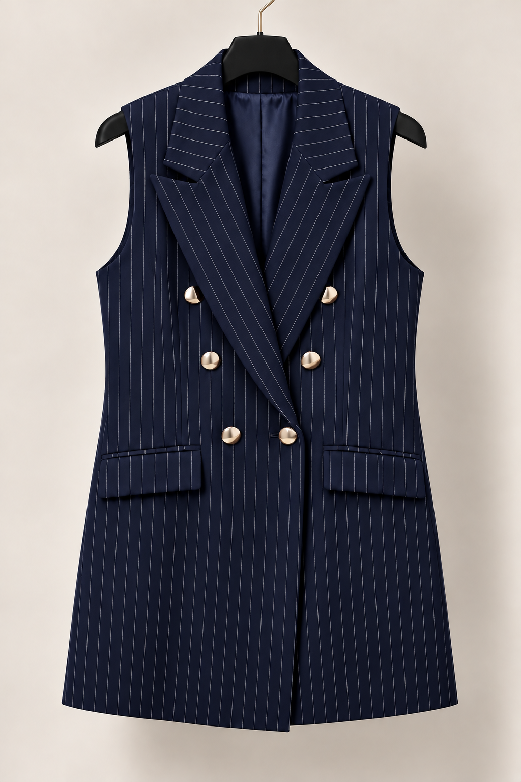 Stripped Sleeveless Blazer