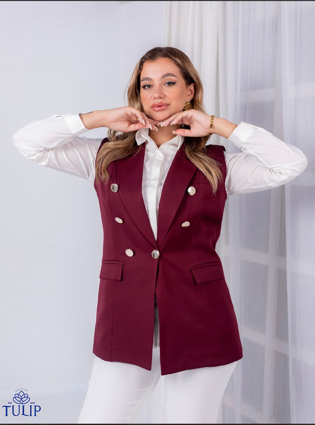 Gold Sleeveless Blazer