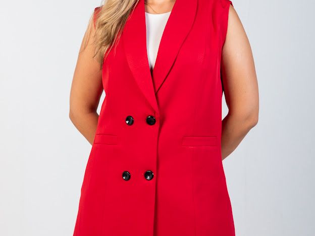 Sleeveless blazer Black bottoms