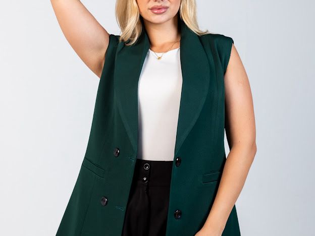 Sleeveless blazer Black bottoms