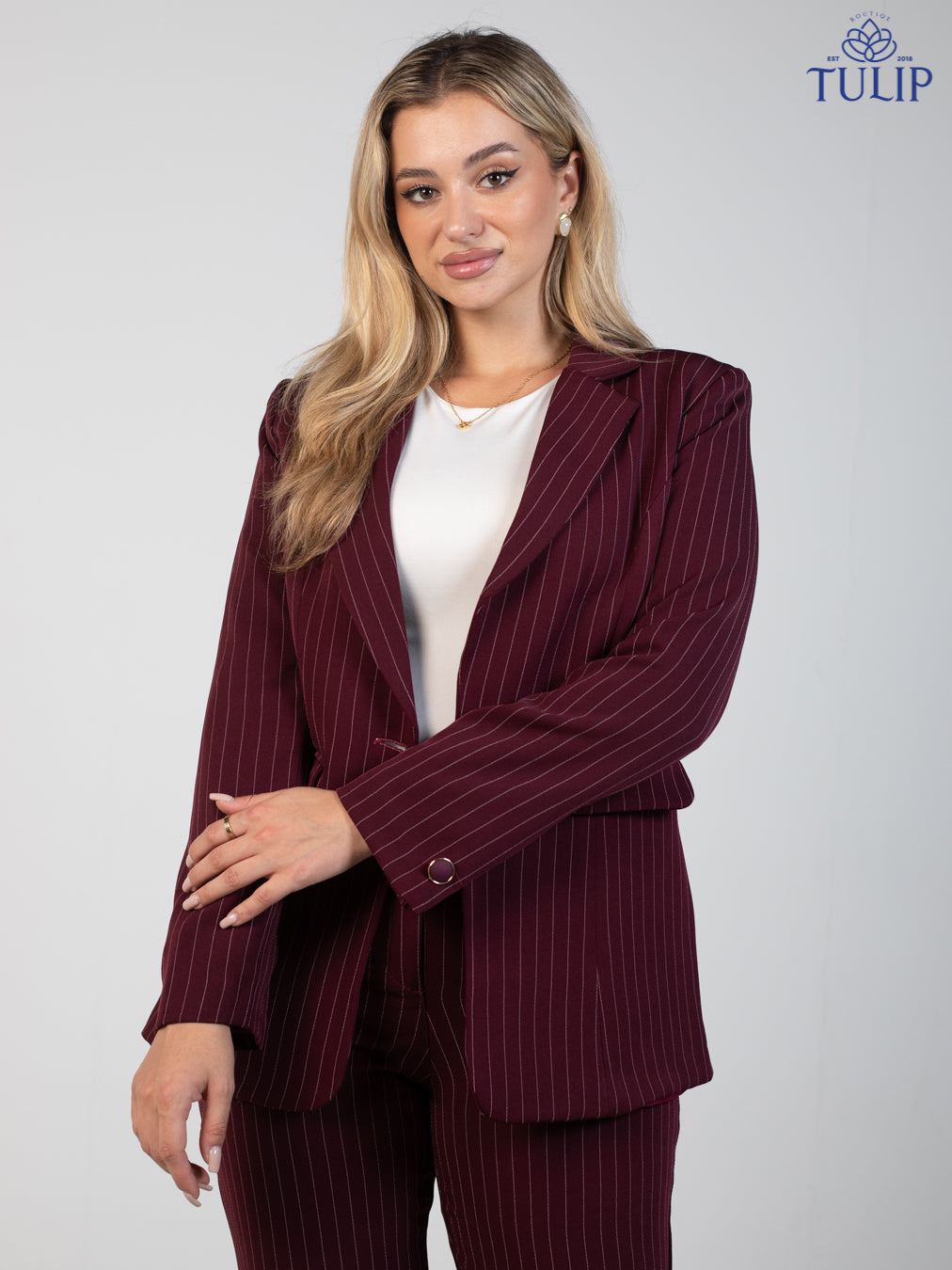 Burgundy Stripped Suit
