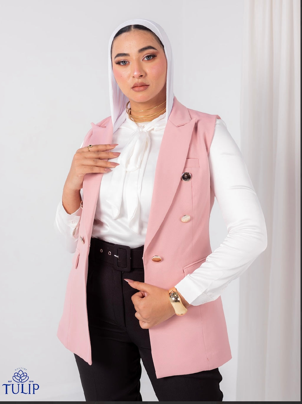 Gold Sleeveless Blazer