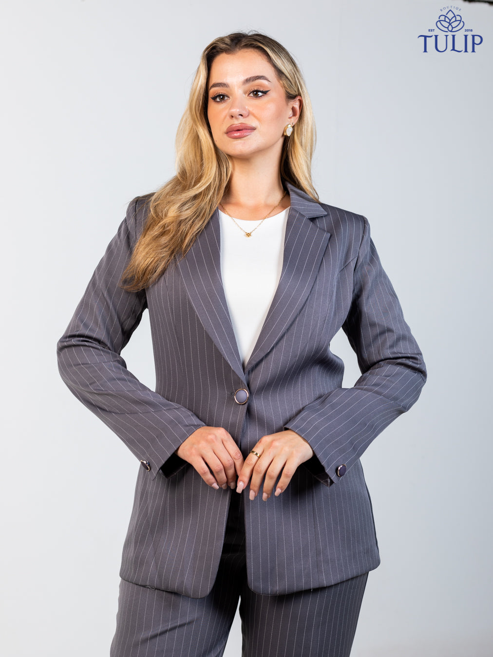 Gray Stripped Suit