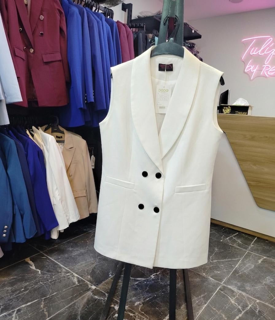 Sleeveless blazer Black bottoms