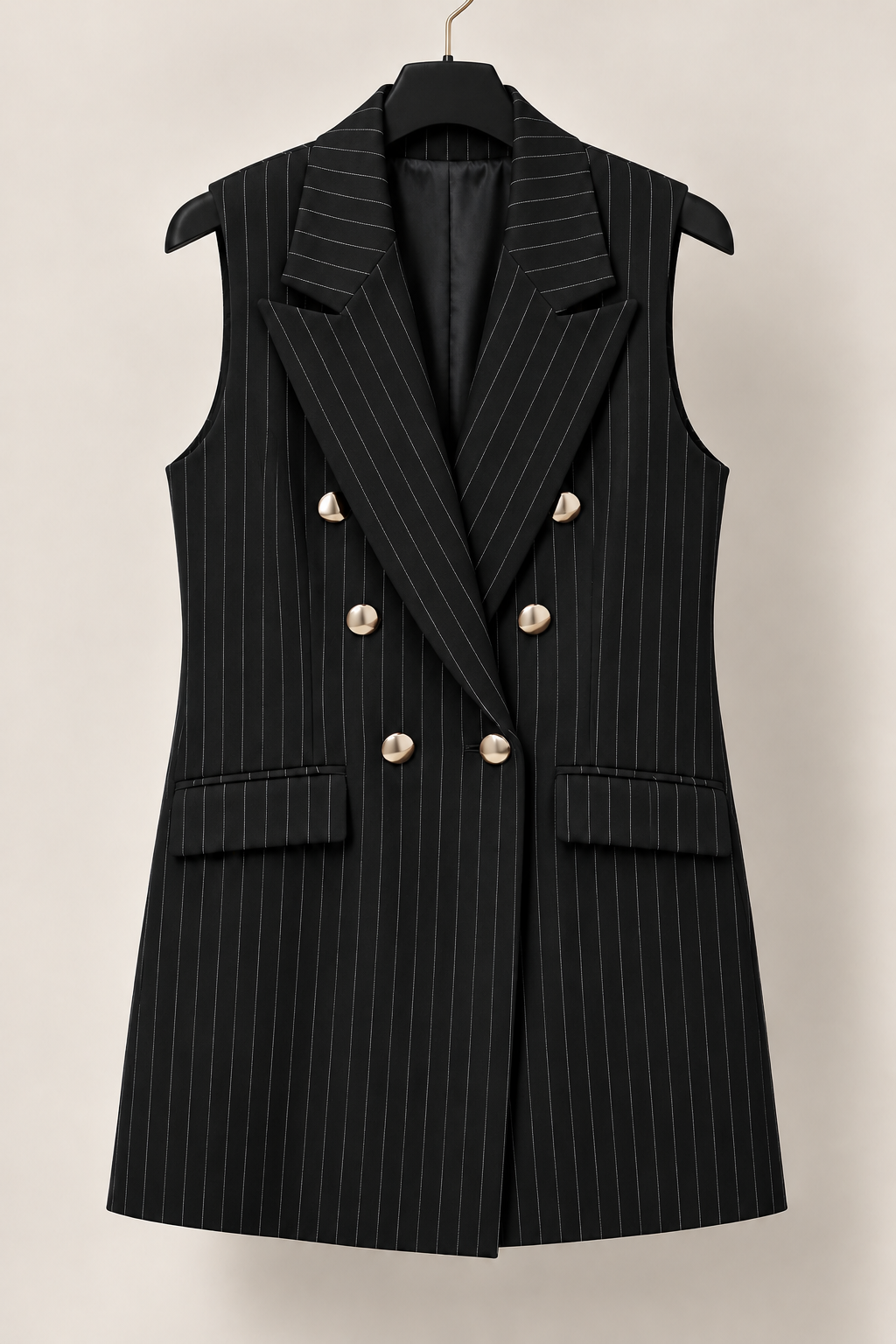 Stripped Sleeveless Blazer
