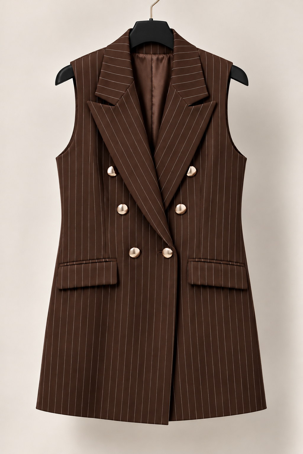 Stripped Sleeveless Blazer