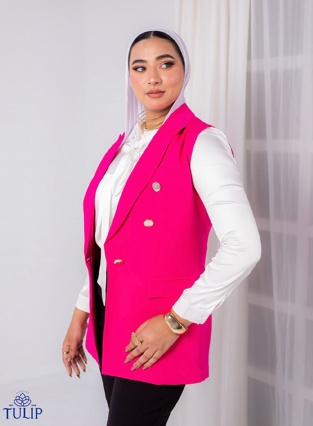 Gold Sleeveless Blazer
