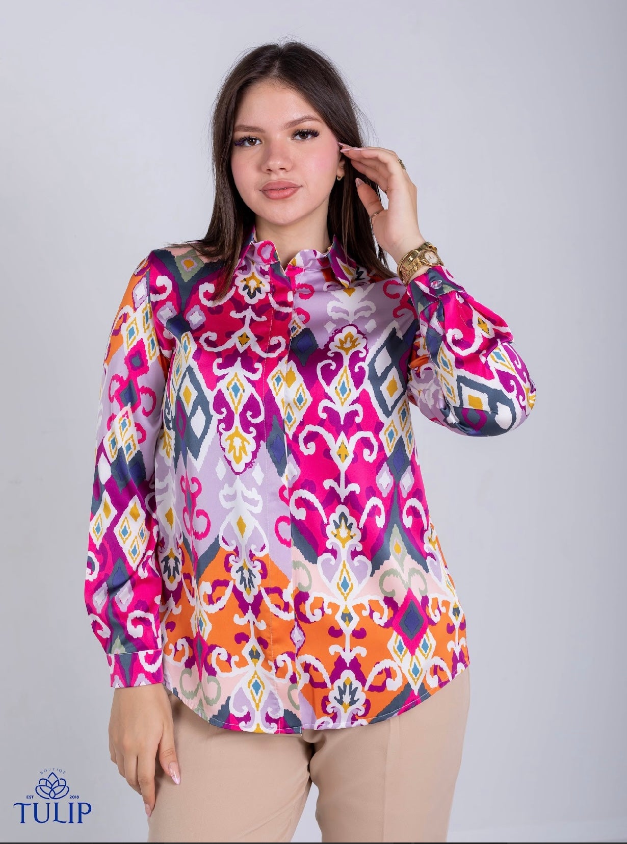Patterned Satin Chemise