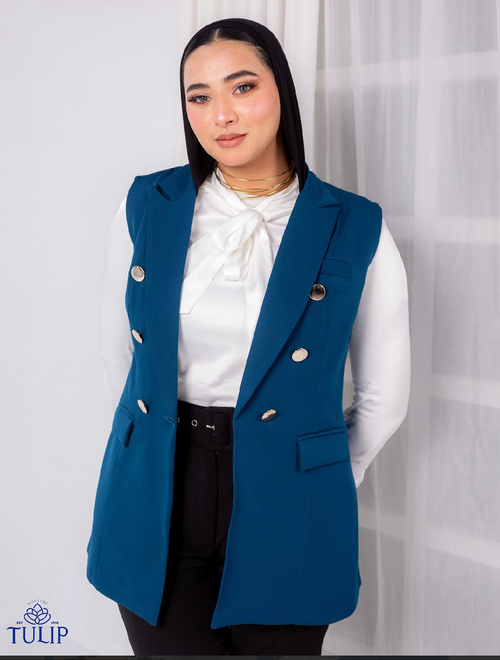 Gold Sleeveless Blazer