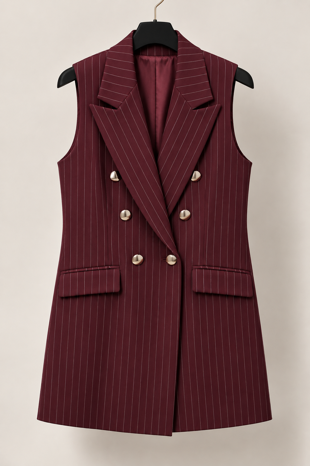 Stripped Sleeveless Blazer