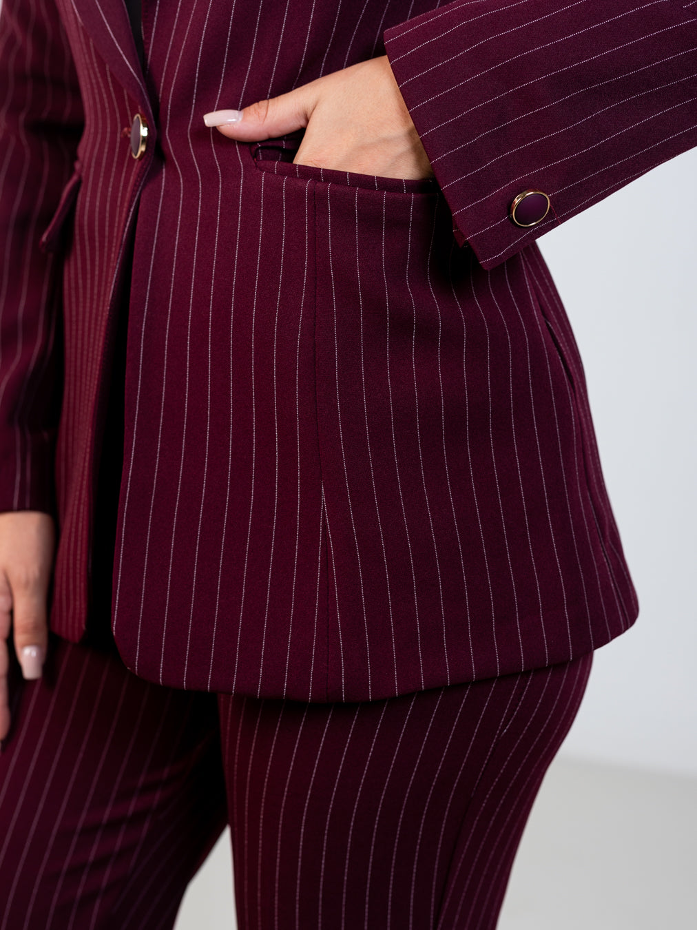 Burgundy Stripped Suit
