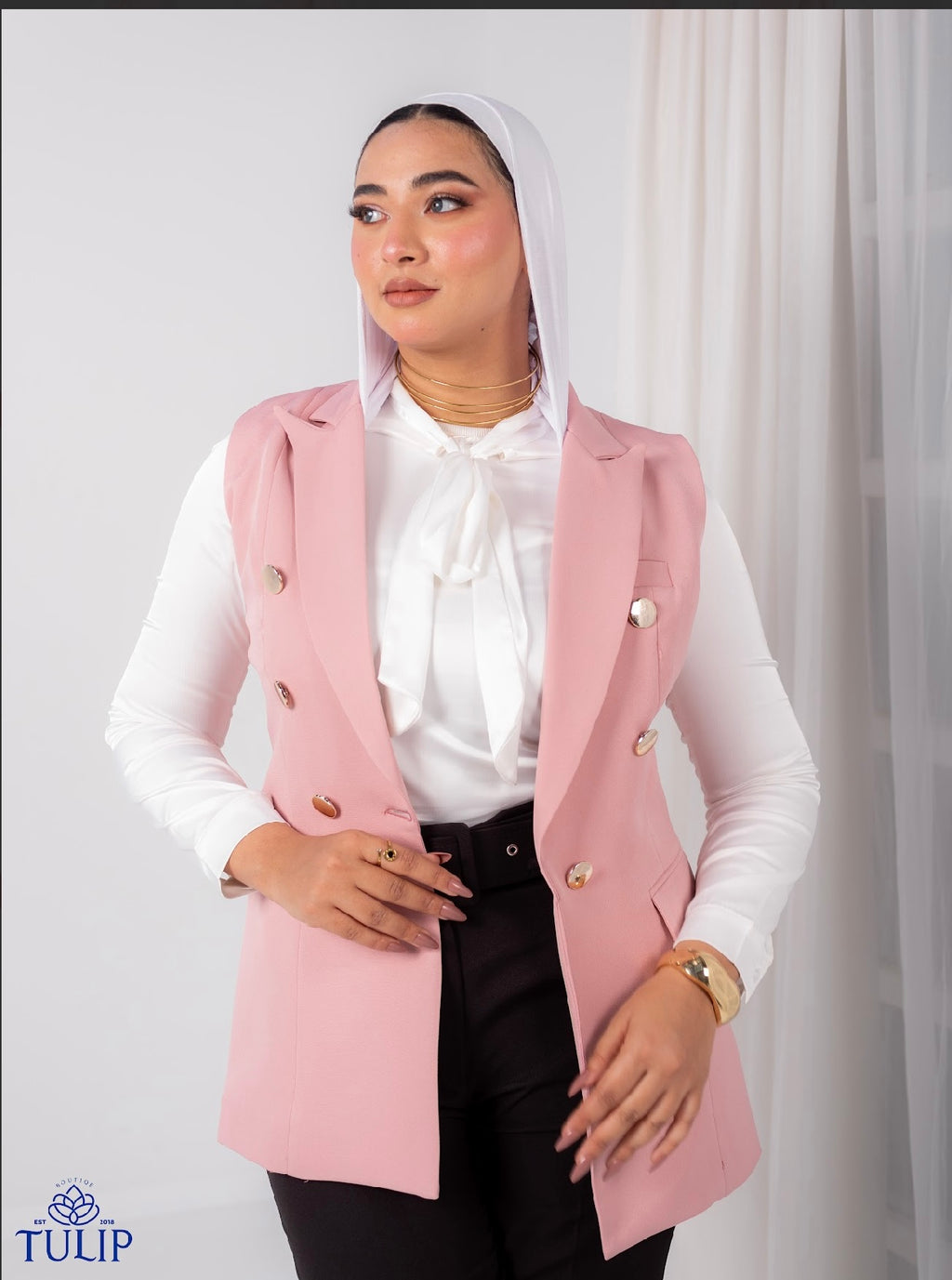 Gold Sleeveless Blazer