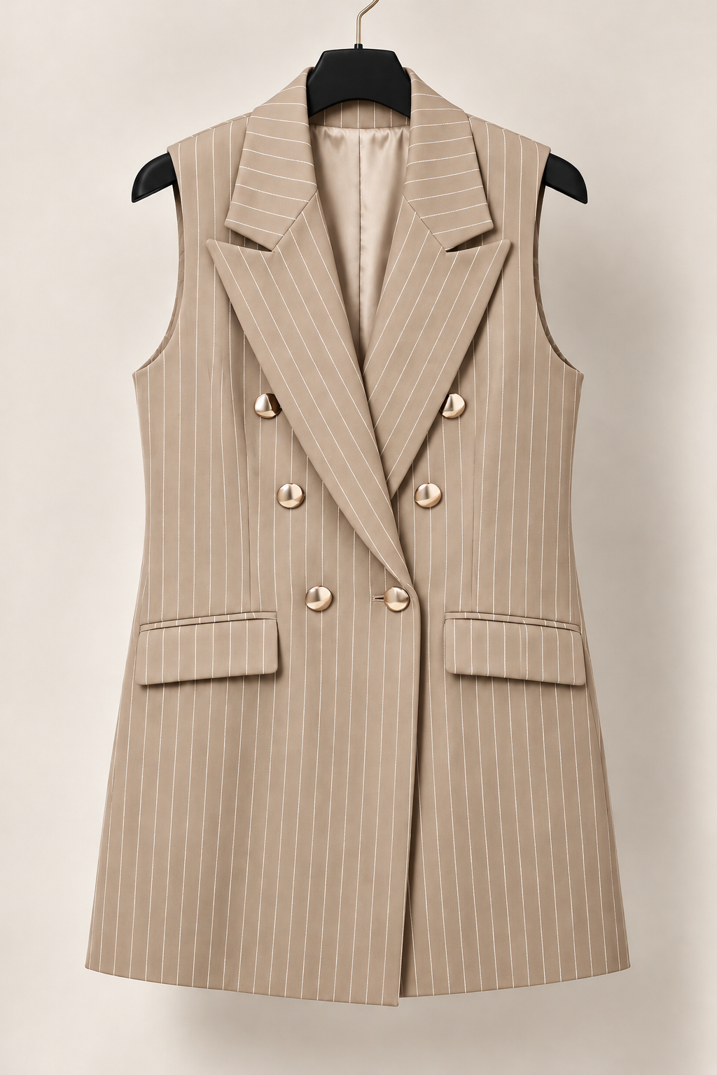 Stripped Sleeveless Blazer
