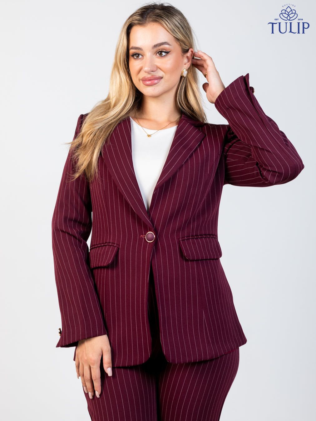 Burgundy Stripped Suit