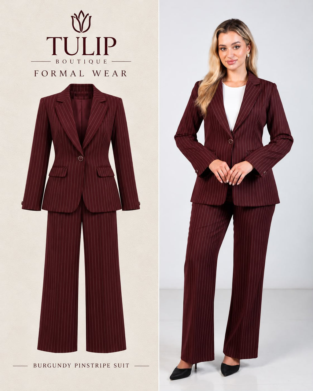 Burgundy Stripped Suit