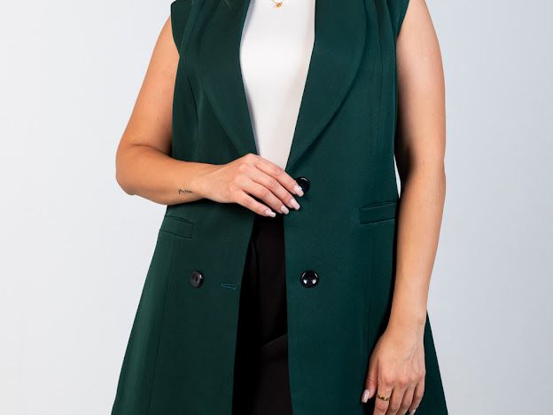 Sleeveless blazer Black bottoms