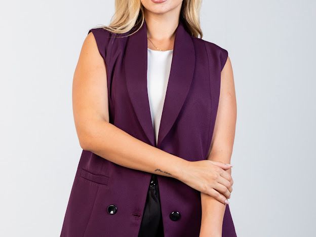Sleeveless blazer Black bottoms