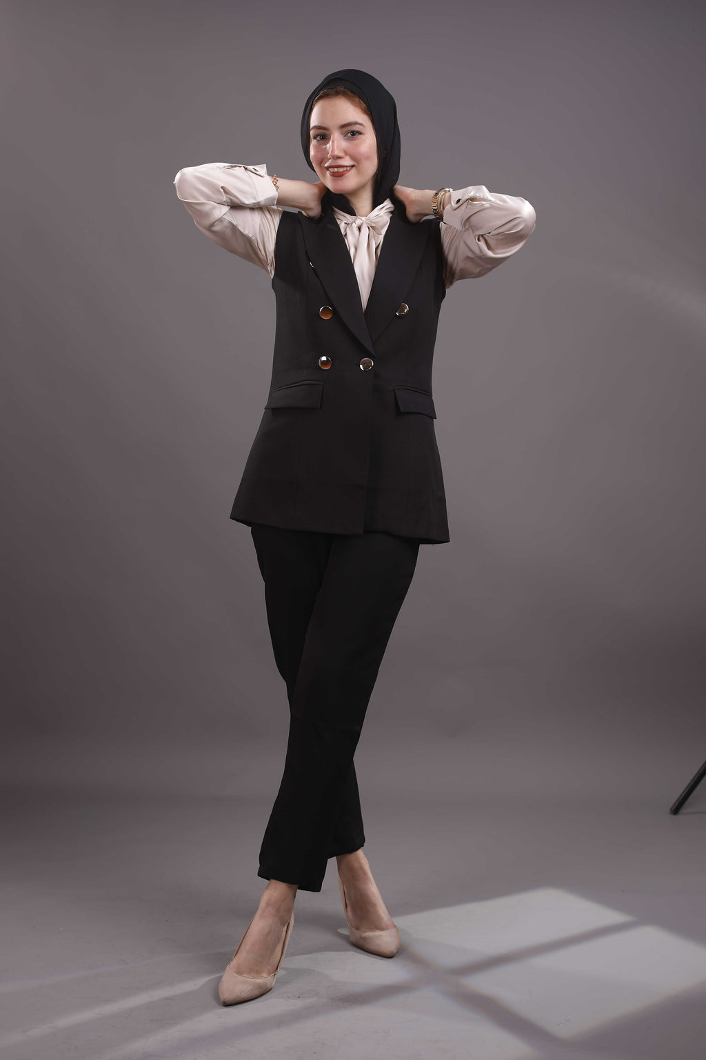 Gold Sleeveless Blazer