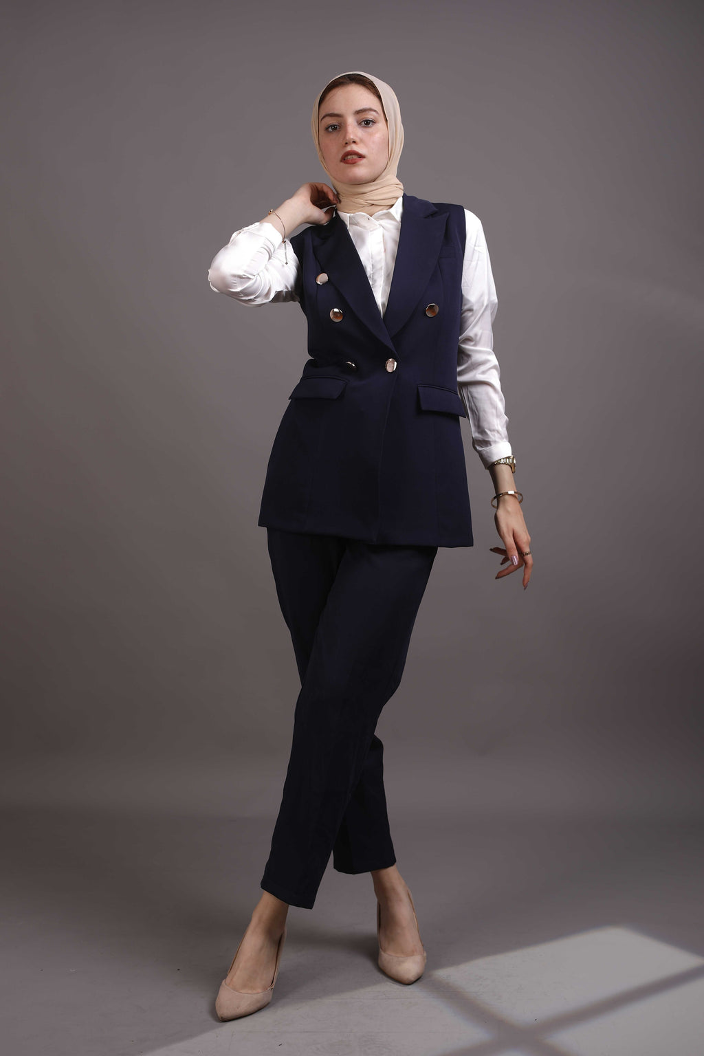 Gold Sleeveless Blazer