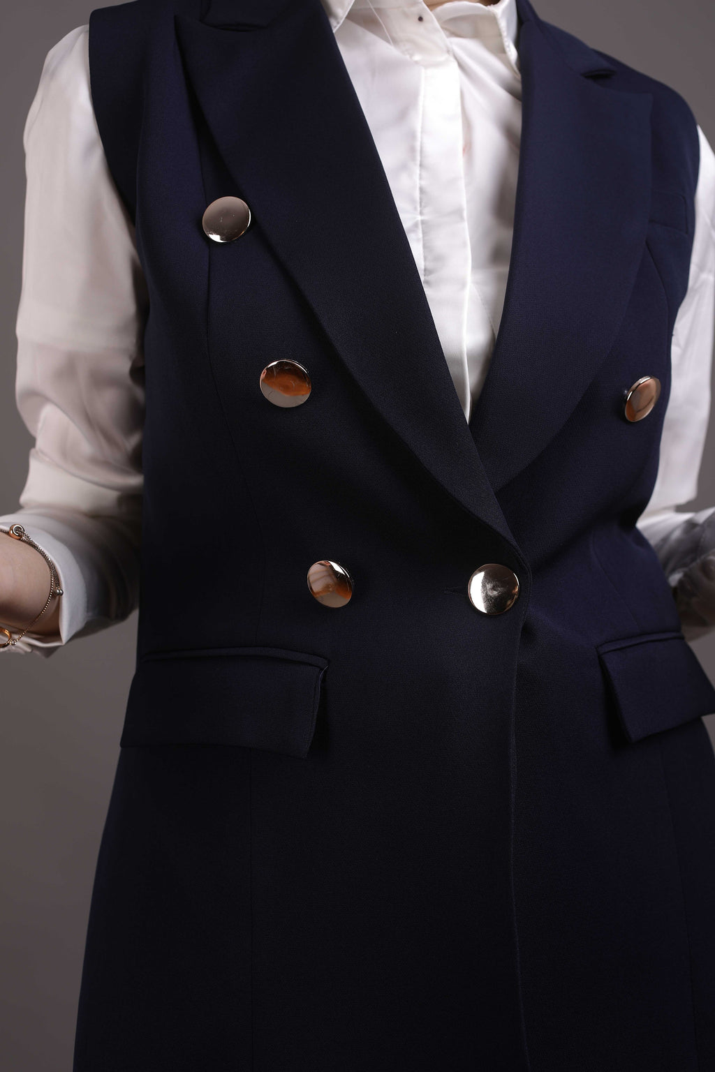 Gold Sleeveless Blazer