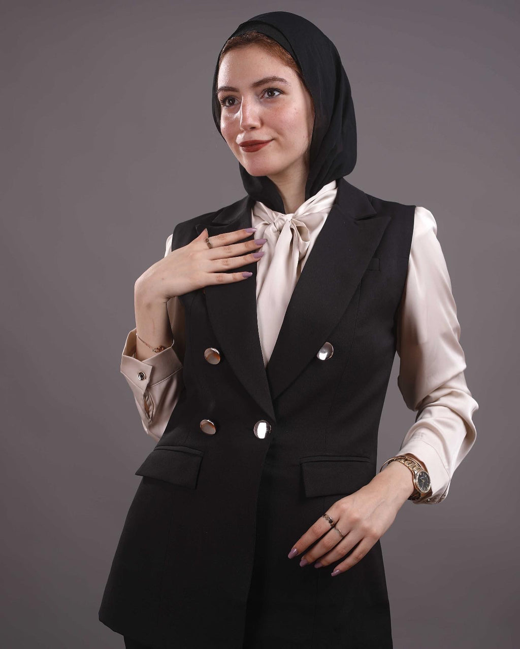 Gold Sleeveless Blazer